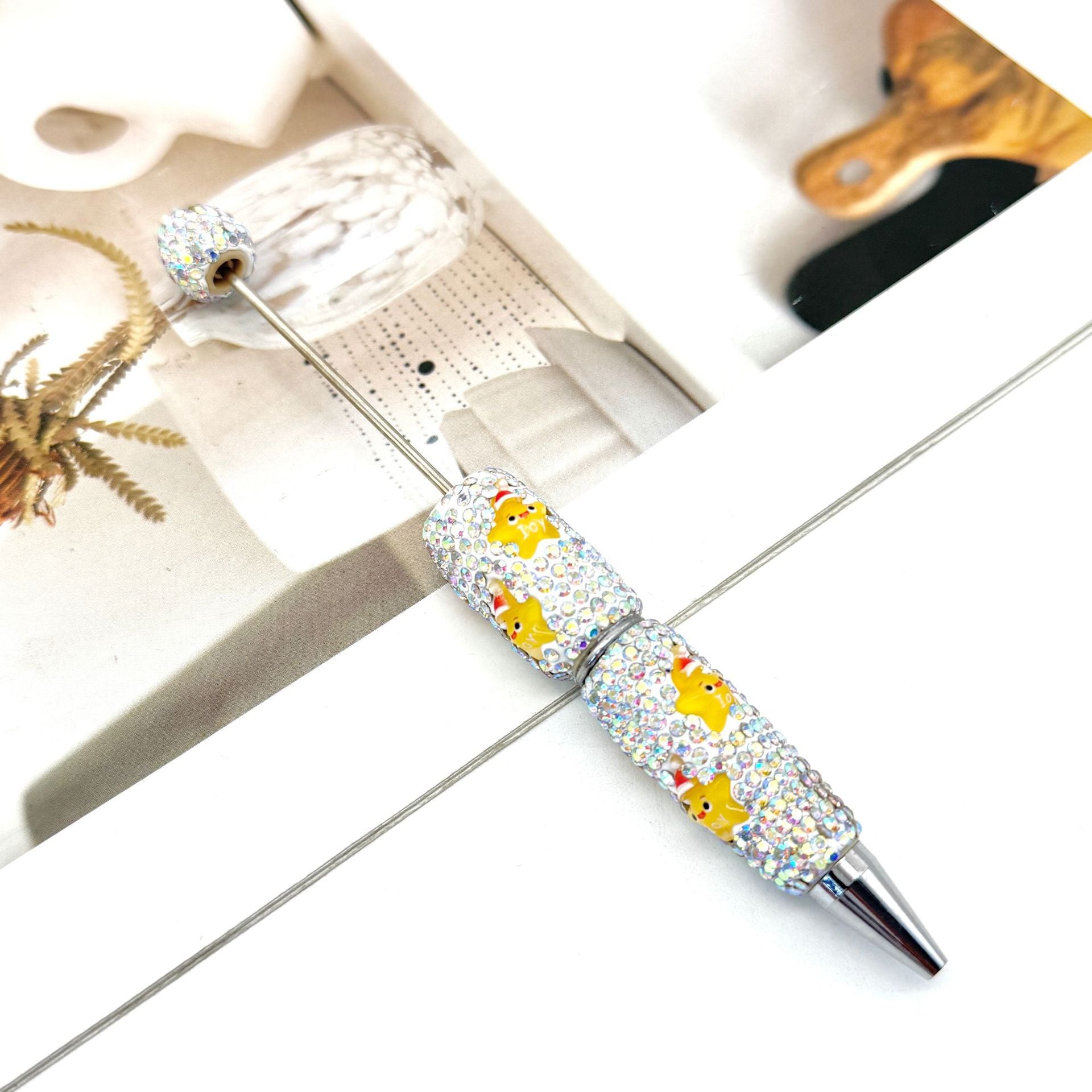 Wholesale Christmas Full Diamond Pen DIY Beadable Pen Elk Snowman